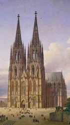 Vue idéale de la cathédrale de Cologne depuis le sud-ouest